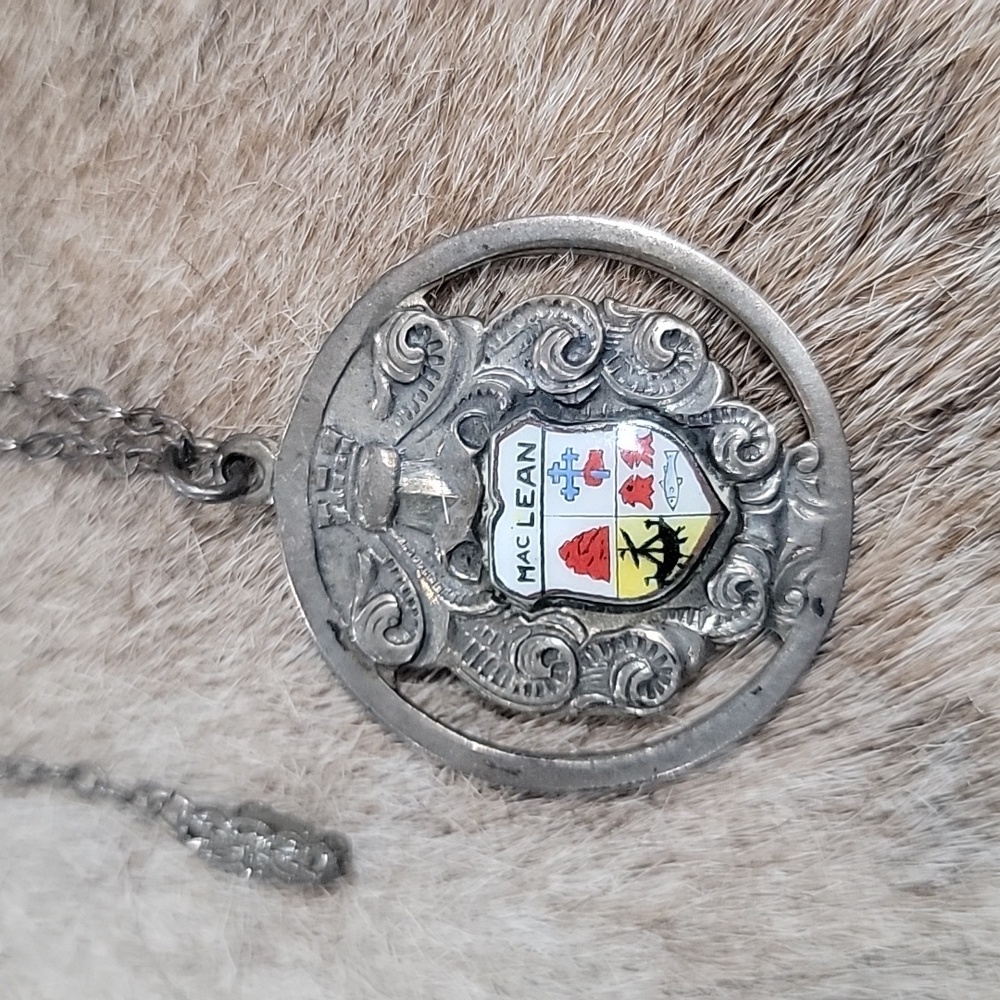 Mac Lean Clan Coat of Arms on Sterling Silver Pendant Necklace